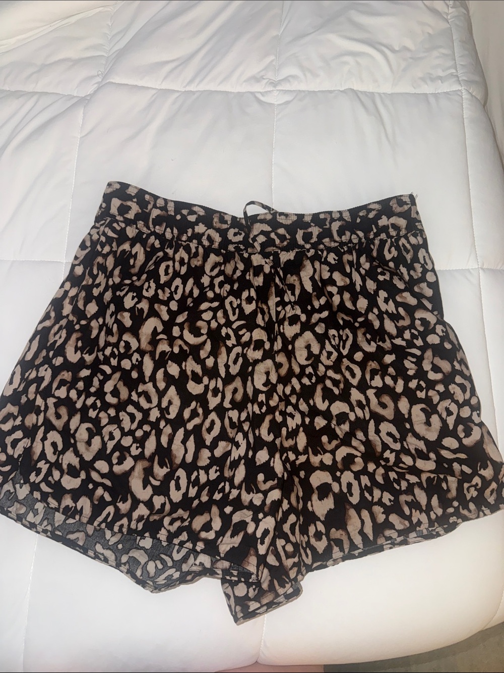H&M Leopard Print High-Waist Shorts — Black and Tan